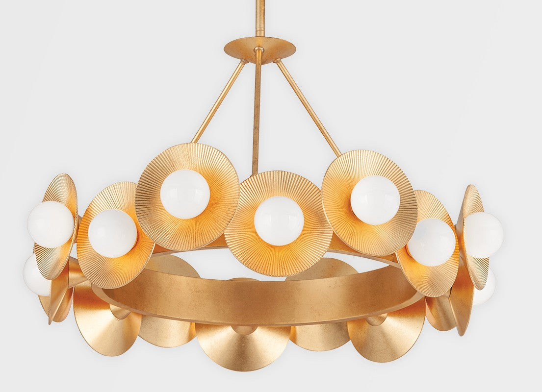 Vintage Gold Opal Globe Chandelier